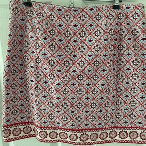 Skirt blue pink red patterned cotton